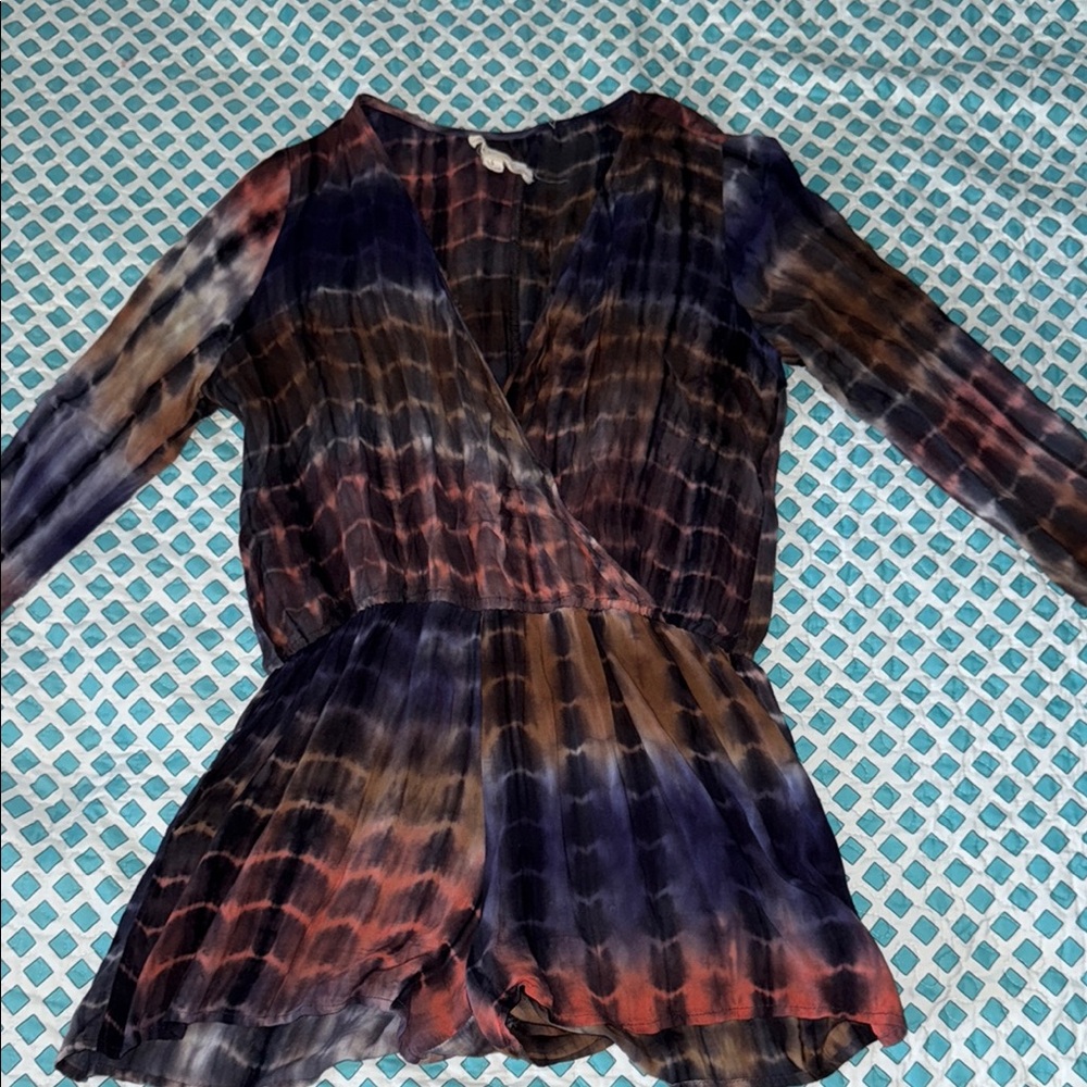 Multicolor Tie-Dye Long Sleeve Romper